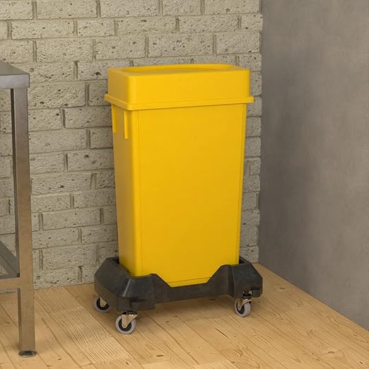 23 Gallon Yellow Slim Jim Trash Can with Drop Shot Lid and Dolly