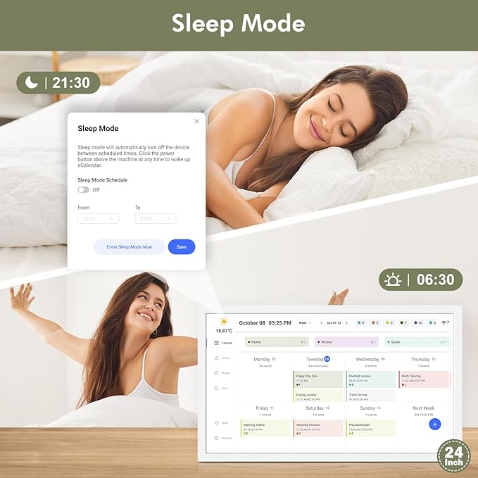 24" Digital Wall Calendar Chore-Chart-for-Planner - Touchscreen Display Smart Calendar for Family Monthly/Weekly Planner, To Do List Notepad, Streamline Household Organization, Desk Mount Included