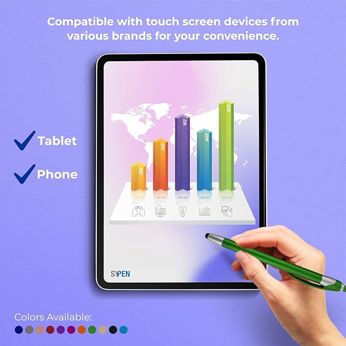 Personalized With your Custom Logo or Text Pens-Pack of 450- for Marketing, Parties, and Events, 2 in 1 Capacitive Stylus & Ballpoint Pen Compatible With Touchscreen Devices, Black Ink, Purple Pens