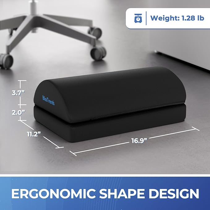 BlissTrends Foot Rest for Under Desk at Work-Versatile Foot Stool with Washable Cover-Comfortable Footrest with 2 Adjustable Heights for Car,Home and Office to Relieve Back,Lumbar,Knee Pain-Black