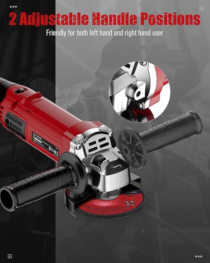 AVID POWER Angle Grinder 4-1/2 Inch 8.0 Amp 1000W Electric Grinder Tool 7-Variable-Speed Metal Grinder, 11,500 RPM, Paddle Switch with Lock-on Button, Cutting & Grinding Wheels and Side Handle