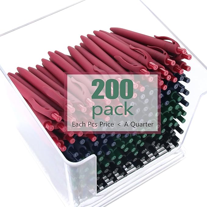 deegtran Pens Bulk, 200 Pack No Bleed Hot Pink Barrel Click Pens, Wholesale Retractable Ballpoint Pens, Pen Medium Point, Smooth Ink Pens, 1.0MM Black Ink