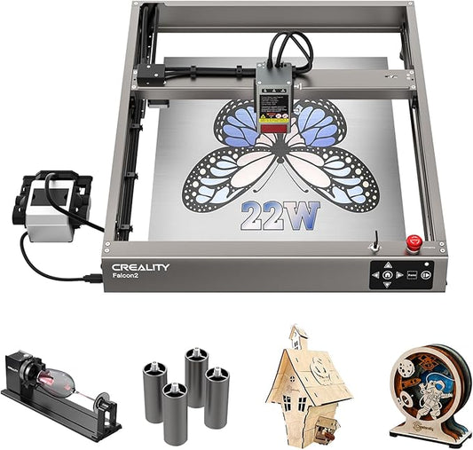 Creality 22W Laser Engraver 4-in-1 Rotary Roller Kit for Glass Tumbler Ring, 120W Power Laser Cutter and Engraver Machine, CNC Laser Engraving Machine Laser Engraver for Wood and Metal etc, 17" x 16"