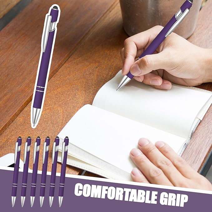 36 Pcs Blue Ink Ballpoint Pen with Stylus 2 in 1 Ballpoint Pen for Touch Screens School Office Coworkers (Deep Purple)