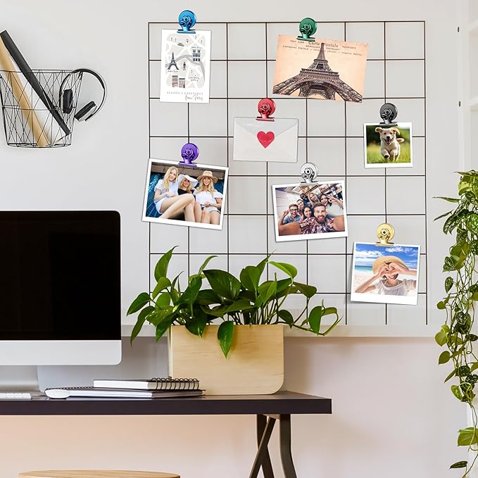 FINDMAG 48 Pack Magnetic Clips for Photo Display, Picture Hanging, Heavy Duty Scratch-Free Magnet Clips for Refrigerator, Metal Fridge Magnets for Whiteboard, Kitchen, Office, School Use.
