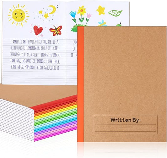 Henoyso 20 Pcs Primary Composition Notebook 9 3/4 x 7 1/2 Inch Kids Journal, Back to School Supplies, K-2 Primary Writing Notebook for Kids Student Draw and Write Story Journal (Classic Color)