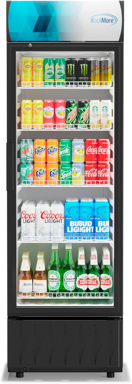 KoolMore DGDR-1D-9C 22 in. 9 Commercial One Glass Door Beverage Display Merchandiser Refrigerator Cooler, ETL Listed in Black, 9.1 cu. ft