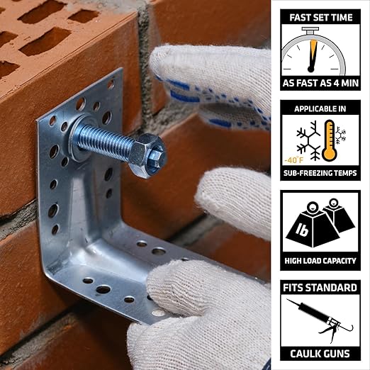 SIKA AnchorFix-2 High-Performance Construction Adhesive, 12-Pack, 10.1 Oz – Fast-Curing Epoxy for Anchoring in Concrete, Masonry & Steel, Solvent-Free, Ideal for Heavy-Duty Projects