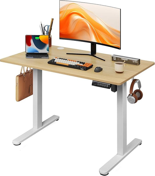 DEVAISE 40 Inch Electric Standing Desk, 3 Adjustable Height Stand up Desk for Home Office, Ergonomic Sit to Stand Desk with LED Touchscreen, 3 Memory Preset Computer Desk (Maple)