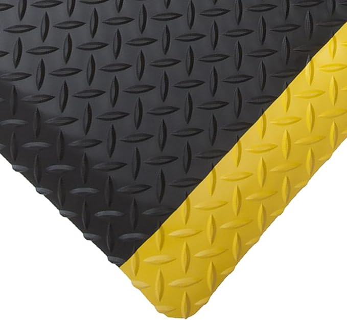 Rhino Mats, American Classic Diamond Anti-Fatigue Mats, Industrial Ergonomic Comfort Standing Mat for Work, Home, Garage, Office, Kitchen or Anywhere (Black/Yellow 9/16" Thick, 3 FT. x 7 FT.)