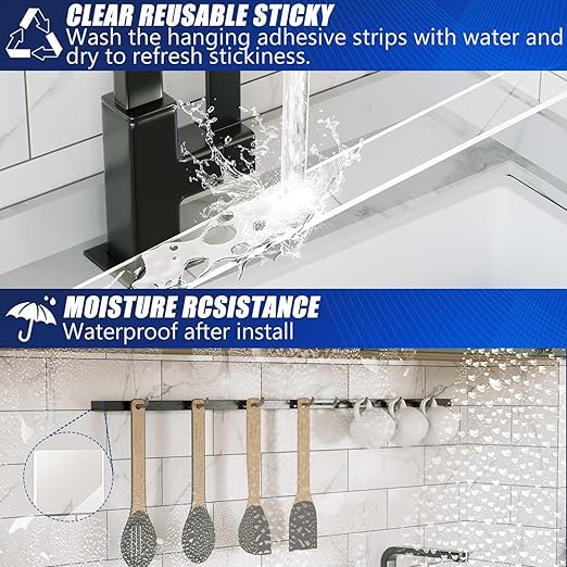 Nano Tape Adhesive Reusable,Double Sided Mounting Tape Heavy Duty Removable,Picture Hanging Strips Poster Putty,Clear Thick Gel Sticky Tack Wall Glue for Hangers,Photo(9.85 FT-5 Pack)