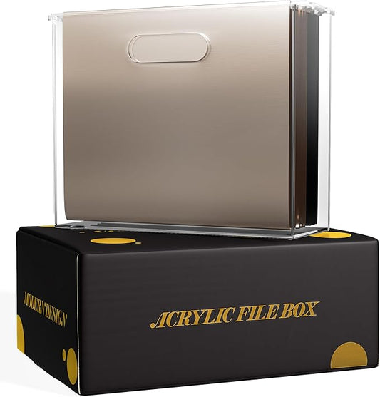 File Organizer for Desk - This Acrylic Storage Box is great for Office Organization - Its Modern Acrylic Magazine Holder makes a Great Gift for Home/Work Space