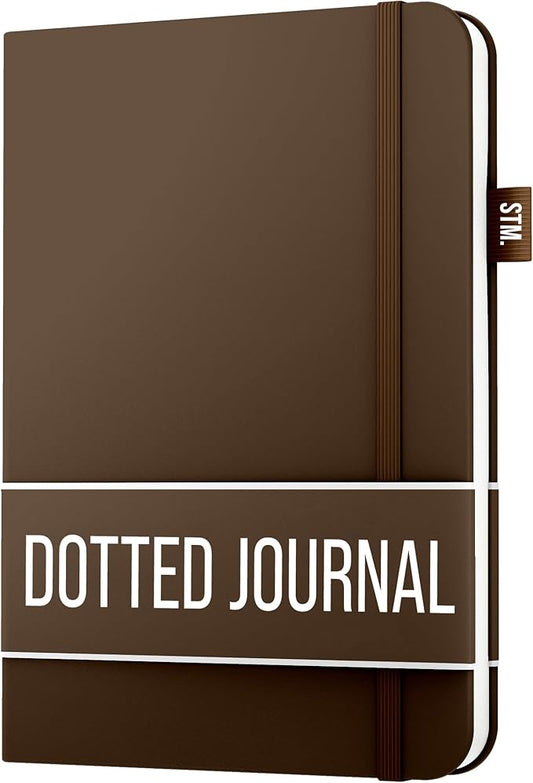 Scribbles That Matter A5 Bullet Dotted Journal Notebook | Vegan Hard Cover, 120gsm bleedproof thick paper, 150 pages, 5.75 x 8.5in, 2 bookmarks, tab stickers, penloop | For Work | Brown