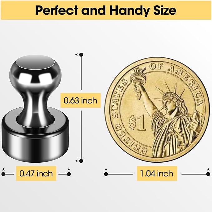 20 Pack Strong Refrigerator Magnets - Whiteboard, Small Fridge, Magnetic Push Pins - Brushed Nickel for Kitchen, Office, School, Locker, Map