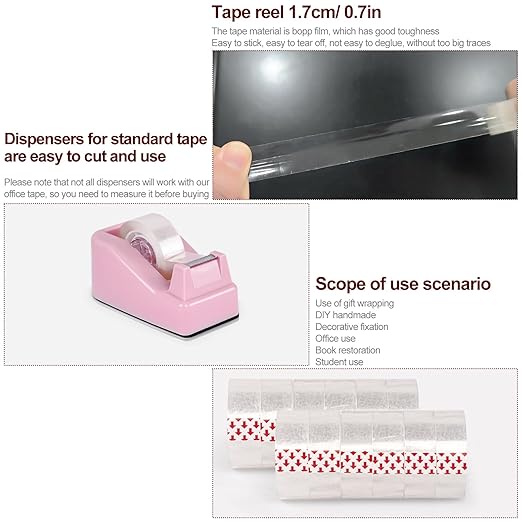 12 Rolls Transparent Tape - Perfect for Wrapping Gifts, Office Supplies, Home Use - Each Roll 0.71 Inch x 1000 inches (6PCS Transparent+6PCS White)