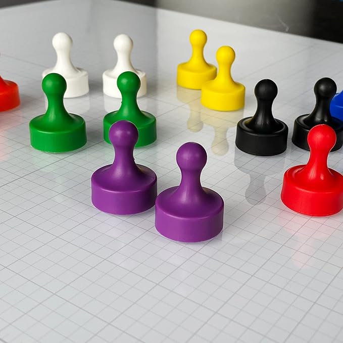 GLASSBOARD STUDIO Powerful Neodymium Magnets, Pawn-Shaped - Strong Fridge/Refrigerator and Whiteboard Magnet, Ideal for Office, Kitchen, Crafts - Rare Earth, Heavy Duty (2, White)