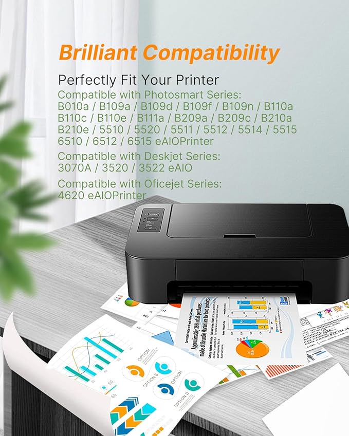 564XL Ink Cartridge for HP Printer Replacement for HP 564 XL 564XL Ink Cartridge Combo Pack for DeskJet 3520 3522 Photosmart 7520 6520 5520 7525 5514 7510 OfficeJet 4620 Printers, 4 Pack (Black)