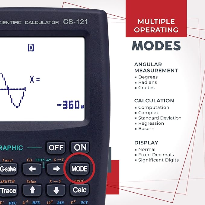 CATIGA Scientific Calculator with Graphic Functions, Multiple Modes with Intuitive Interface, Perfect for Beginner and Advanced Courses, High School or College, CS-121