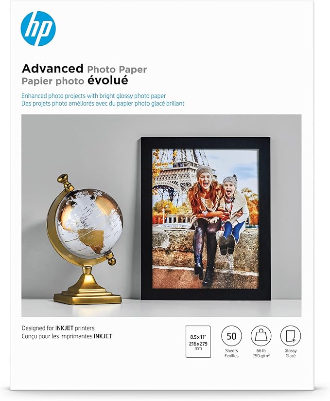 HP Advanced Photo Paper, Glossy, 8.5x11 in, 50 sheets (Q7853A)
