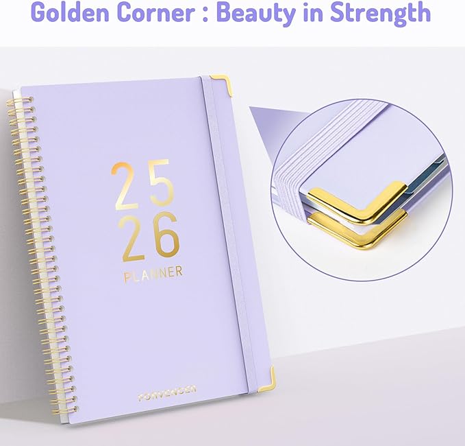 Jul 2025 - Dec 2026 Planner, Forvencer Academic Planner 2025-2026, 18 Month Daily Planner, 6" x 8", Weekly & Monthly Agenda Book, Hardcover Calendar Book, School Supplies for Student Teacher, Pink