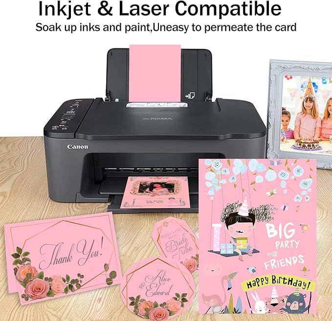 24 Sheets Pink Cardstock 8.5 x 11 Thick Paper, Goefun 80lb Card Stock Printer Paper for Arts & Crafts, Valentines Day, Stationary Printing