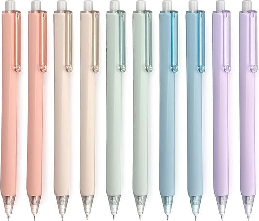 Gel Pens 0.5mm Fine Point Pens Black Ink for Office Smooth Writing Retractable Work Pen, Multicolor (10-Count)