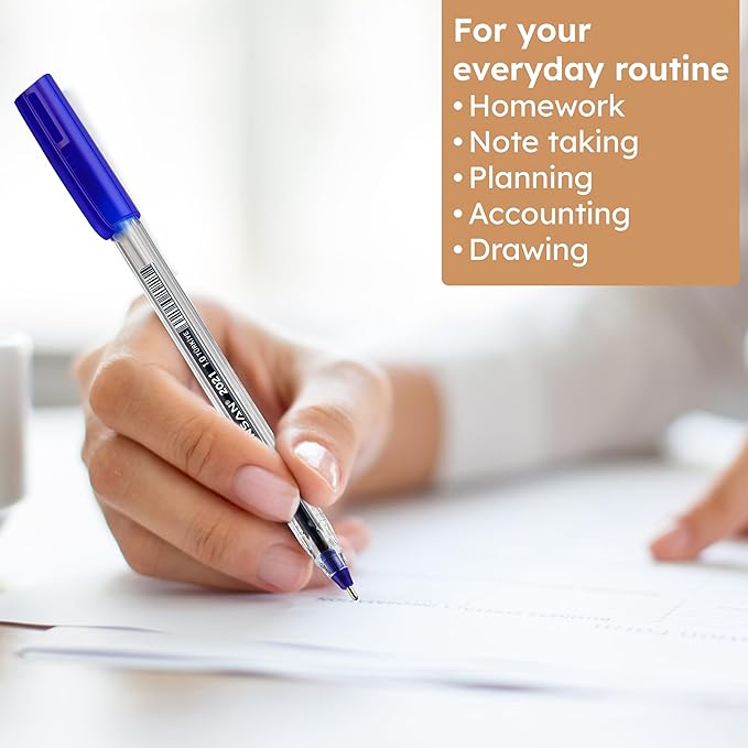 Ballpoint Pens Bulk Pack, 300-Count – (150 Black & 150 Blue) Ink Pens, 1.0mm Medium Point, Ergonomic Triangle Grip, Smooth Writing