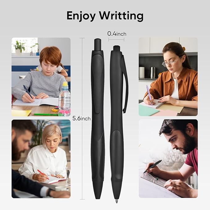 BallPoint Pens, 30 Pack (BLACK Ink),Bulk Pens, Black Barrel,Click Pens for Office Home and School, Retractable Ballpoint Pens, Medium Point, 1.00MM (Black)