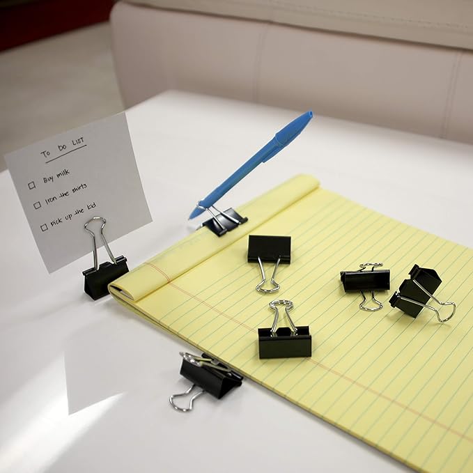 BAZIC Binder Clips Small Black 3/4" (19mm), Paper Clamps Paper Clip, Paperclips for Office School Supplies Home Kitchen Storage (12/Pack), 1-Pack