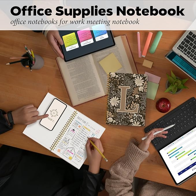 Initial L Personalized Journal Notebook, Boho Floral Journaling Notebooks for Women Girls, Costom Monogrammed Gifts for Women Mom Girls Friends, Letter Spiral Notebook, 5.5x8.3