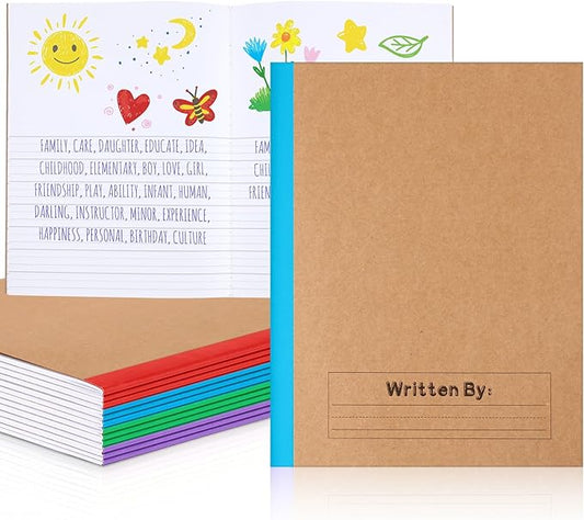 Henoyso 10 Pcs Primary Composition Notebook 9 3/4 x 7 1/2 Inch Kids Journal, Back to School Supplies, K-2 Primary Writing Notebook for Kids Student Draw and Write Story Journal (Fresh Color)