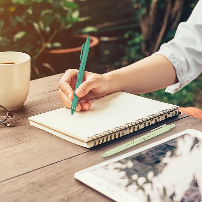 30pcs Thank You Pens Bulk Cute Multicolor Ballpoint Pen for Men Women Server Accessories Employee Holiday Appreciation Gifts for Teacher Office Back to School Party Favor (Green)