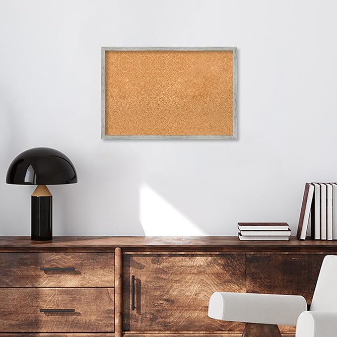 Amanti Art Natural Cork Board for Wall, 17x25 Vision Board with White Frame, Medium Corkboard Office Decor for Home Organization, Cottage Corkboard Pinboard to Display Items for Home Organization in