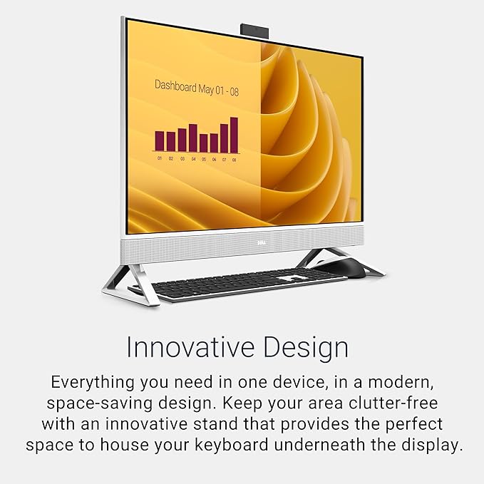 Dell 27 All-in-One Desktop ec27250-27-inch FHD (1920 x 1080) Display, Intel Core 5 Processor 120U, Intel Graphics, 16GB DDR5 RAM, 512GB SSD, Windows 11 Home, Onsite Service - White
