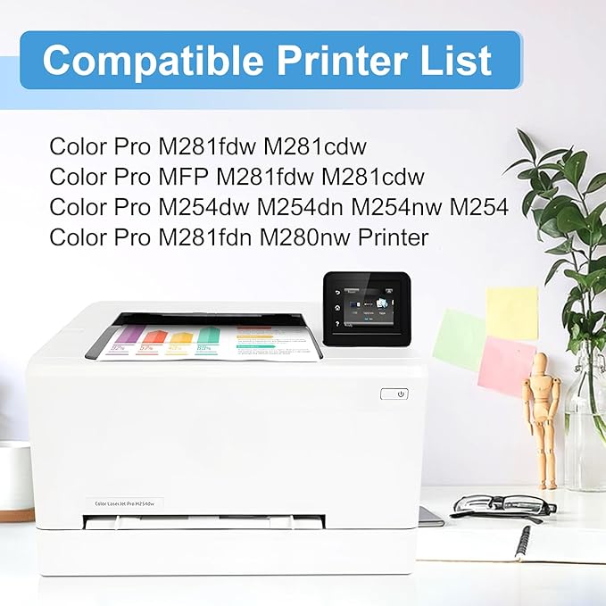 202A Toner Cartridges 4 Pack(with chip) Comaptible with 202A Toner Cartridges, Works with Color Laser Jet Pro M254dw; Color Laser Jet Pro MFP M281cdw, M281fdw Printers(Black Cyan Yellow Magenta)