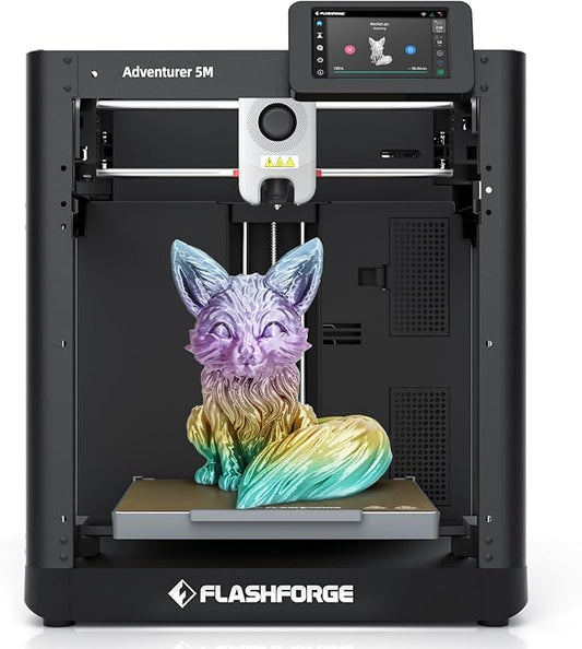 FLASHFORGE Adventurer 5M 3D Printer,600mm/s Max High-Speed FDM 3D Printers with Fully Auto Leveling, 280°C Direct Extruder with Quick Detachable Nozzle, Effective Cooling, Core XY Structure