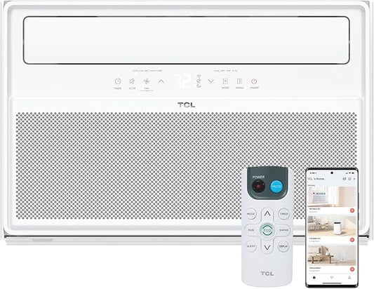TCL 12,000 BTU Q-Series Smart Inverter Window AC, Ultra-Quiet 38dB Fan & 40dB Cooling, 38% Energy Saving, 3-Step Install, Open-able Window, Works with Smart Home Devices, Cools up to 550 Sq. Ft.