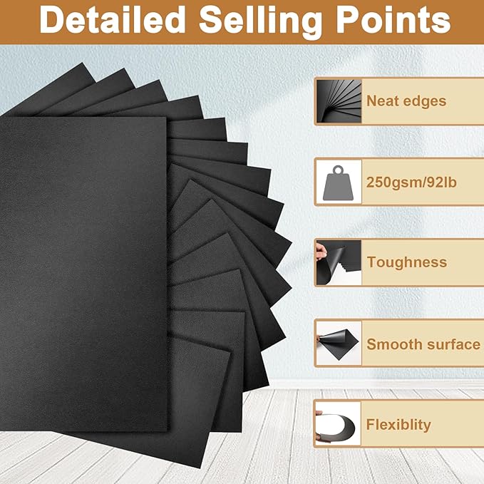120 Sheets Shimmer Black Cardstock 8.5 x 11 Crafts Paper, 250gsm/92lb Heavyweight Construction Paper Card Stock for Halloween, DIY Cards Making, Greeting Cards, Party, Wedding Invitations