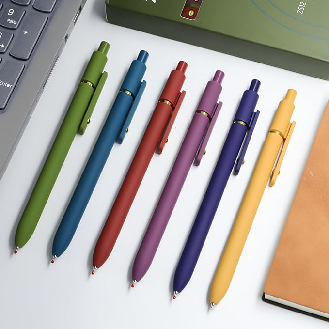 6 Pcs Gel Pens 0.5mm Quick Dry Black Ink Pens Fine Point Smooth Writing Pens, Cute Office and School Supplies Gifts for Women Teacher Students (6 Pcs Vintage Gold)