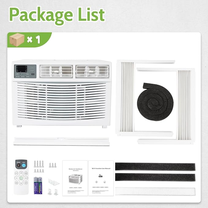 WiFi Enabled 12,000 BTU Window Air Conditioner, Smart Window AC Unit with Remote, Energy Saving AC with Washable Filter for Home, Cools up to 550 Sq. Ft