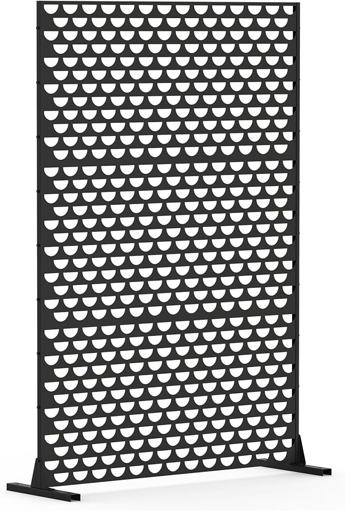 NicBex Room Divider 1 Panel Room Dividers with Semicircle Pattern Design Partition Room Dividers and Metal Privacy Screens Wall Divider for Outdoor, Room Separation,48.31"W x 15.75"D x 70.75"H, Black