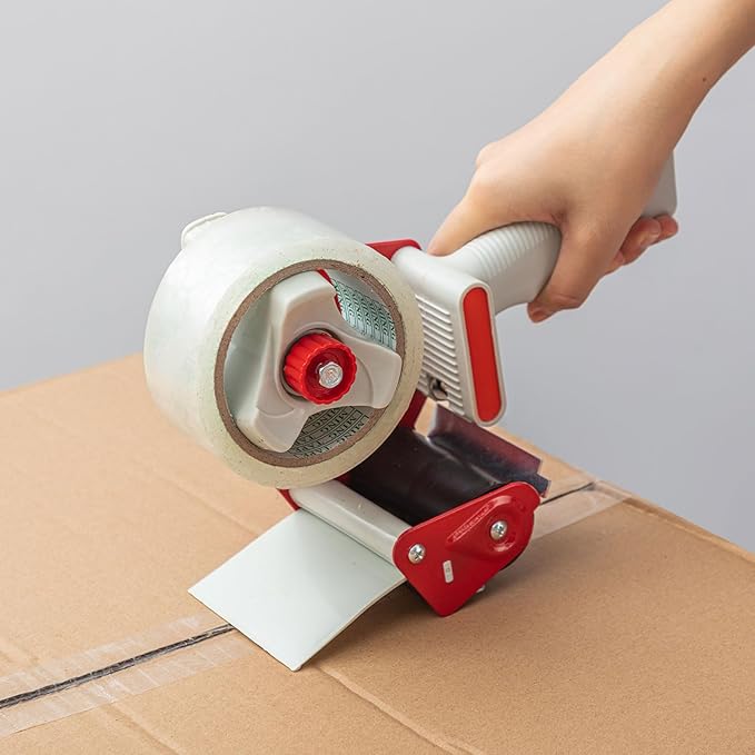 WILLBOND 3 Pack 3 Inches Wide Tape Gun Lightweight Packing Tape Dispenser Gun Heavy Duty Dispenser for Office Home Shipping Moving Shipping Carton and Box Packaging Seal Packing, Red