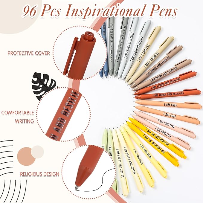 96 Set/192 Pcs Positive Affirmation Gift Set Gratitude Notebooks with Pens Small Bags Motivational Encouragement Notepads Daily Affirmations Journal for Women Stress Relief Self Care (Rainbow)