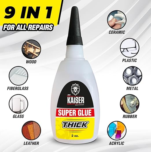 Thick Cyanoacrylate (CA) Super Glue – 4 Pack (4 x 2 oz Bottles) – Gap-Filling Adhesive for Wood, Marble, Stone, and Heavy-Duty Applications