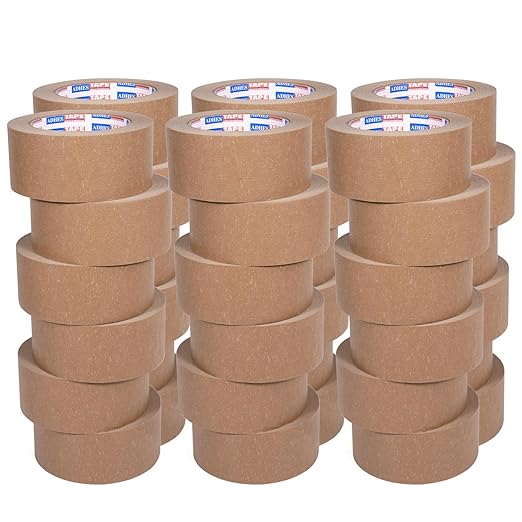 ADHES Heavy Duty Kraft Paper Tape Eco Friendly Packing Tape Writable Non-Coated Surface for Masking, Sealing, and Packaging Use,2” x 43 Yards,36Rolls