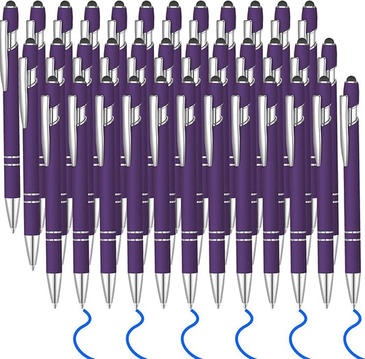36 Pcs Blue Ink Ballpoint Pen with Stylus 2 in 1 Ballpoint Pen for Touch Screens School Office Coworkers (Deep Purple)