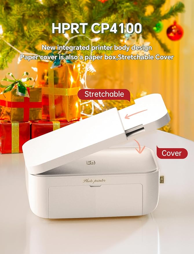 HPRT Photo Printer 4x6,+108Sheets&2ribbon,Instant Picture Printer for iPhone, Android, Smartphone,Portable Photo Printers for Home Use,Thermal Dye-Sublimation, AR Video Printing（White）