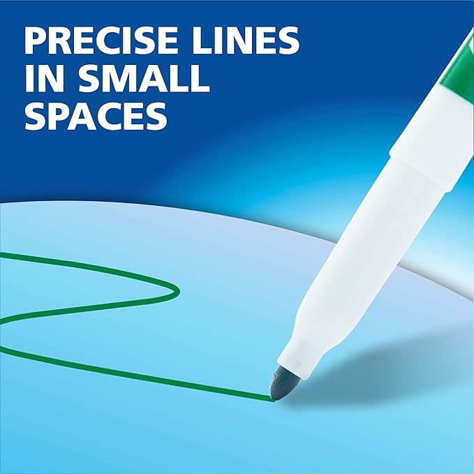 EXPO Dry Erase Markers, Low Odor Ink, Blue, Fine Tip, 12 Count
