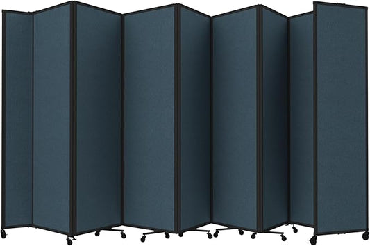 Versare Room Divider 360 Portable Wall Partition | Folding Panels | Large Freestanding Divider | Locking Wheels | Temporary Room Separator