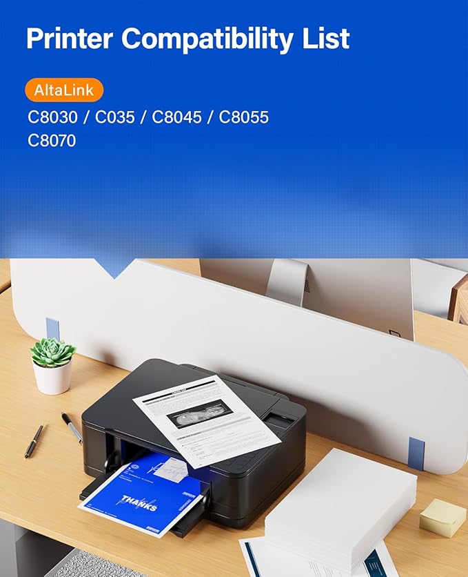 AltaLink C8030 C8035 C8045 Toner Cartridge Set 4-Pack Replacement for Xerox 006R01697 006R01698 006R01699 006R01700 Compatible for Xerox C8030 C8035 C8045 C8055 C8070 Printer Black Cyan Magenta Yellow
